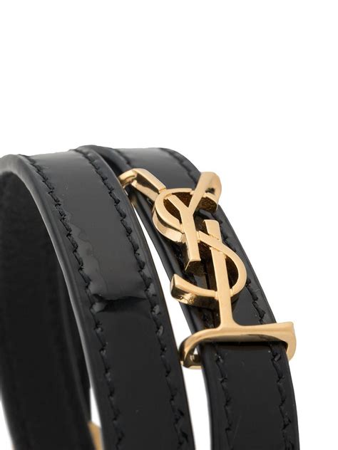 ysl double wrap bracelet in black leather|yves saint laurent bracelets.